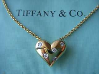 Tiffany & Co. 18K Gold Platinum Diamond Etoile Heart Necklace  