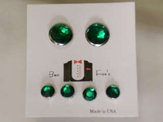 Cufflinks and Tuxedo Studs Silver Emerald Green New  