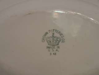 Crown Potteries Co. Large Floral Serving Dish Platter Bowl Gold Made 
