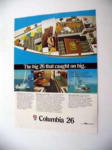 Columbia 26 ft Yacht Sailboat boat 1972 print Ad  