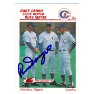 Russ Meyer autographed (Columbus Clippers) Line Drive AAA card