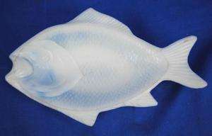   Vtg Antique Atterbury White Opalescent Milk Glass Fish Pat 1872  