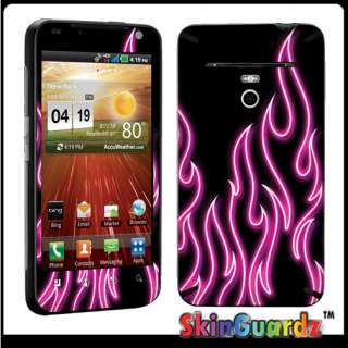 Black Pink Neon Flame Vinyl Case Decal Skin Cover LG Revolution 4G 