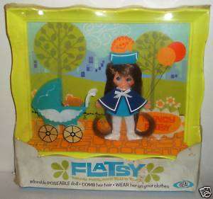 RARE Vintage Ideal Nancy Flatsy w/Baby & Carriage Frame  