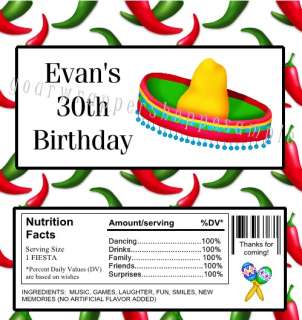 50 MEXICAN FIESTA PARTY Candy Wrappers FAVORS Birthday  