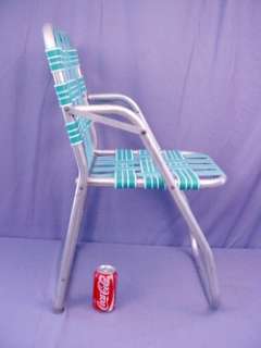 Vintage Aluminum Folding Webbed Lawn Chair Deck Camping Beach RARE 