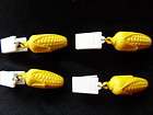   SET OF 4 YELLOW CORN TABLECLOTH WEIGHTS PICNIC TABLE CLOTH CLIPS