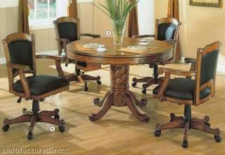in 1 Carved Game Table Matching Chairs Dining Top Set  
