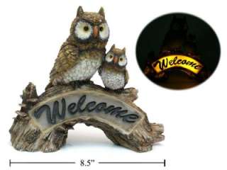   POWER LITE UP OWL WELCOME hooter MOM BABY OWLS ON TREE BRANCH  