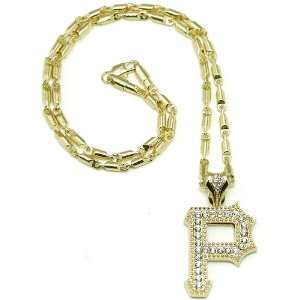 Wiz Khalifa Piece P Iced Out Pendant With Bullet Chain Gold Color