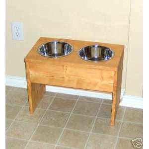   Bowl Raised Dog Feeder Feeding Station Two (2) Stainless Steel Bowls