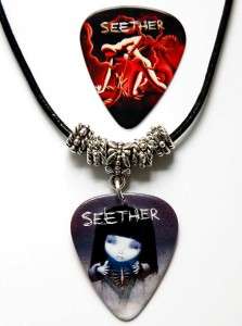 SEETHER Guitar Pick Black Leather Necklace Plus Pick  