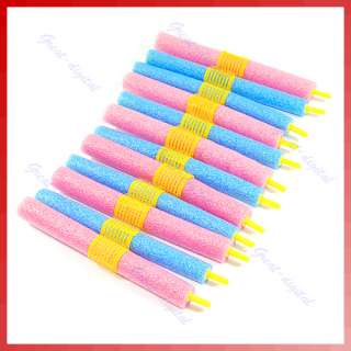 12pcs Soft Foam Anion Bendy Hair Rollers Curlers Cling  