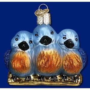   Old World Christmas glass ornament Blue birds 2 1/2