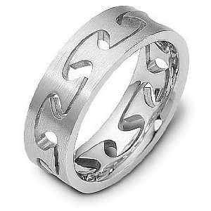 Designer 14 Karat White Gold Puzzle Style Unique Wedding Band Ring   4 