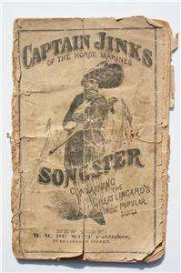 Rare 1868 Captain Jinks Songster Song BOOK De Witt NY  