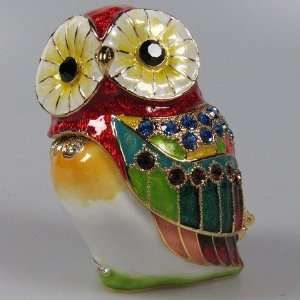  Crystal Jeweled Trinket Box   Owl J5B2