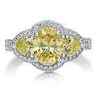 STERLING SILVER 925 OVAL CANARY CZ 3 STONE RING SIZE 7