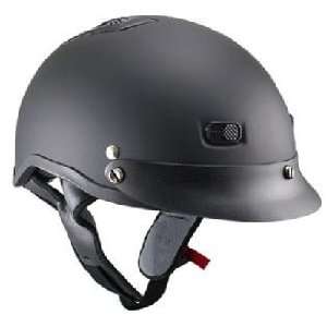   Matte Black Vented Half Face Motorcycle Helmet Sz L