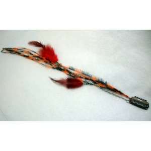  Red Orange and Black Feather Hair Extension Beauty