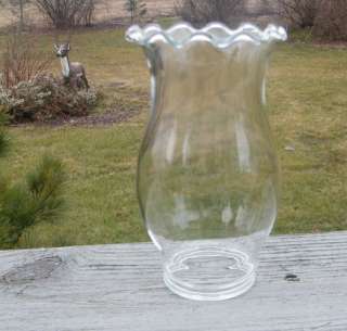   RUFFLE CHIMNEY GLASS HURRICANE 6 OIL LAMP SHADE 2 1/4 CUFF  