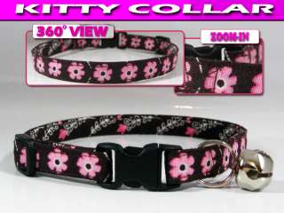 Breakaway SAFETY CAT Collar *Brown Grid Floral PiNK *  