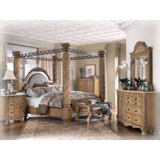Ashley South Coast California King Panel/canopy Bed Bisque Finish Set 