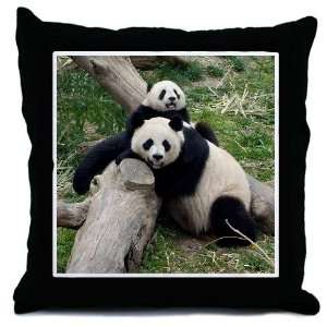  Mom Baby Giant Pandas Animals Throw Pillow by  