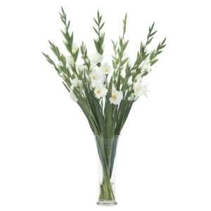  FAB Flowers Cream White Gladiola in Stately Glass Vase a 
