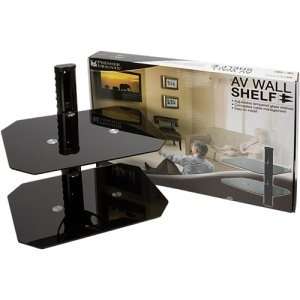   Wall Shelf. COMPONENT WALL SHELF GLASS DOUBLE TVACCS. Glass   Black
