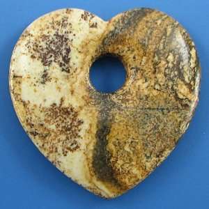  45mm picture jasper heart gogo donut pendant bead
