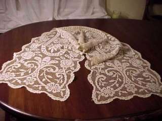   Long Antique Net Lace Runner Off White Cotton Lace Flawless  