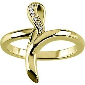  14K Yellow Gold Diamond Cross Ring   0.03 Ct. Jewelry