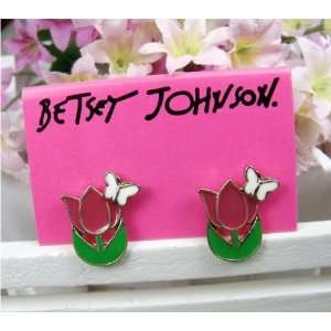 BETSEY JOHNSON Tulips and Butterflies Butterfly Flower Earrings