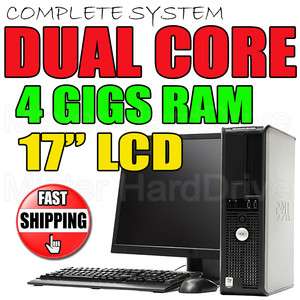   Computer System with 17 LCD   Windows XP   4 GB Ram   Fast Fresh Dell