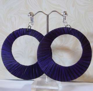   Purple 2.5 Thread Wrapped Large Hoop Fashion Earrings (H37)USA SELLER