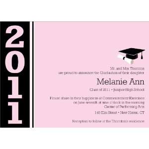  Color Band Graduation   Pink & Black Graduation Invitations 