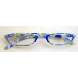   (C111) Contemporary Blue/Green Plastic Frame Reading Glasses, +1.50