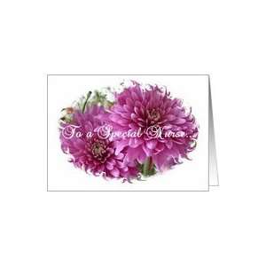  To a Special Nurse Pretty Pink Chrysanthemums Card Health 