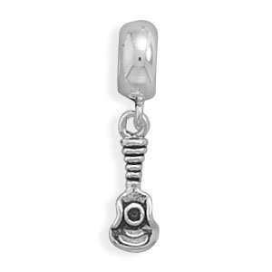  Guitar Story Bead Slide on Charm Sterling Silver Jewelry