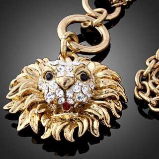 cute golden Lion Head fashion necklace chain 18K gold GP Swarovski 