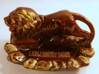 Large Vintage Lion Country Safari Souvenir Ashtray Japan Ceramic 