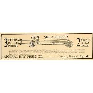  1907 Ad Admiral Hay Bale Press Feeder Kansas City Farm 