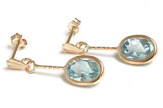 Brand new 9ct gold earrings set with natural Blue Topaz gemstones