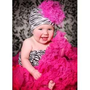  Zebra Print Hat with Hot Pink Curly Marabou Baby