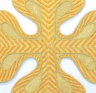 Large, Hand Embroidered Applique. Gold Cross. 7¾”  