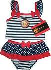 Manchester United Football Club Baby Girls Stripe Tankini (Blue/White 
