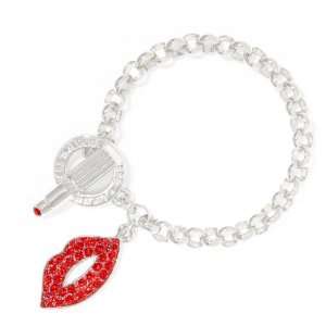  Pavé Lips Bracelet, siam/rhodium plated Lulu Guinness Jewelry