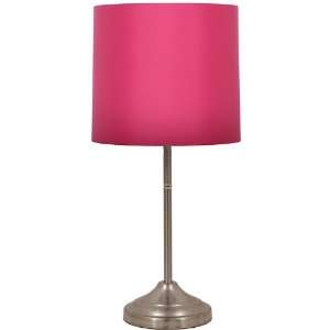  Brushed Steel Table Lamp with Hot Pink Shade T 2899