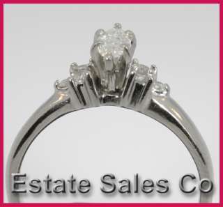 Platinum Marquise & Round Diamond Engagement Ring .53 Carats